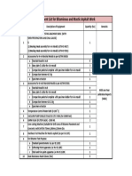 Equipment List (Bitumen and Mastic)