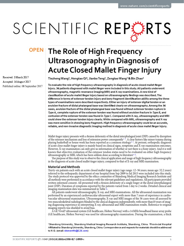 Mallet Deformity of Zone 1 PDF Medical Ultrasound Finger