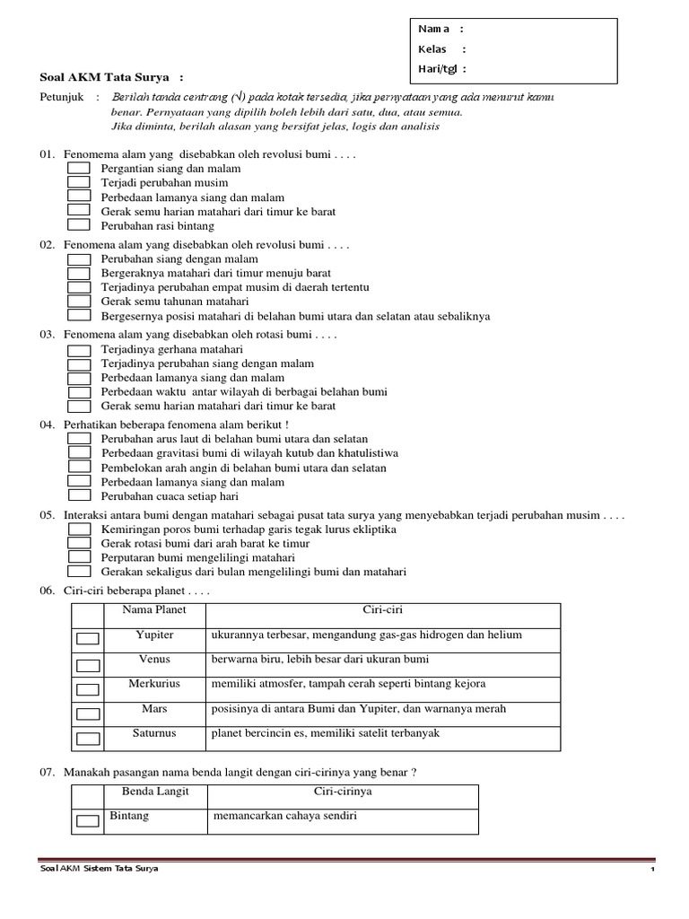 Soal Akm Tata Surya Pdf