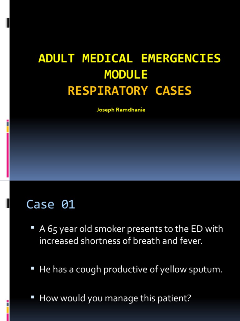 Adult Medical Emergencies Respiratory Cases PDF Pneumonia