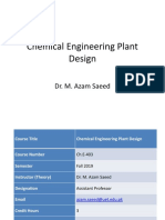 Chemical Engineering Plant Design: Dr. M. Azam Saeed