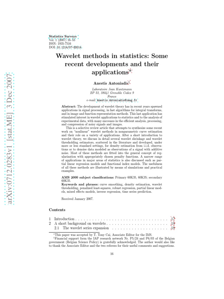 Wavelet Statistics | PDF | Wavelet | Regression Analysis