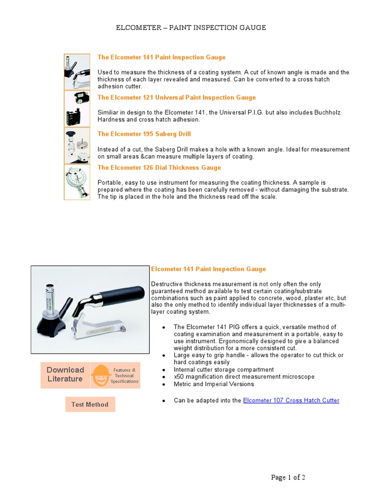 Elcometer Paint Inspection Gauges Overview | PDF | Coating | Paint
