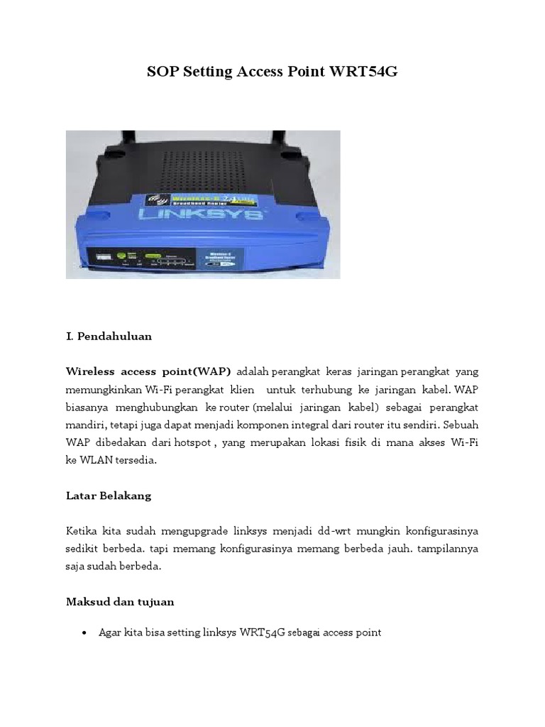 Setting Access Point WRT54G | PDF | Bisnis | Komputer