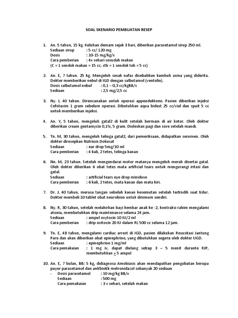 Soal Skenario Pembuatan Resep | PDF