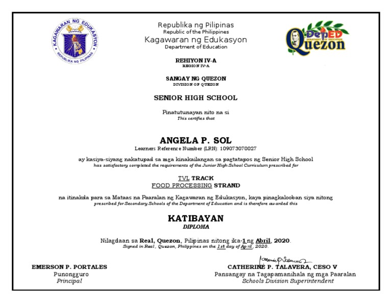 CERTIFICATE TEMPLATE Shs | PDF