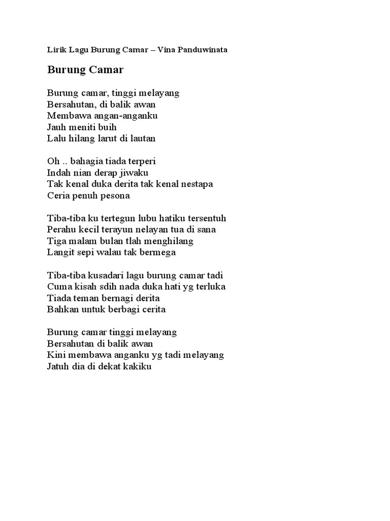 Lirik Lagu Burung Camar Pdf