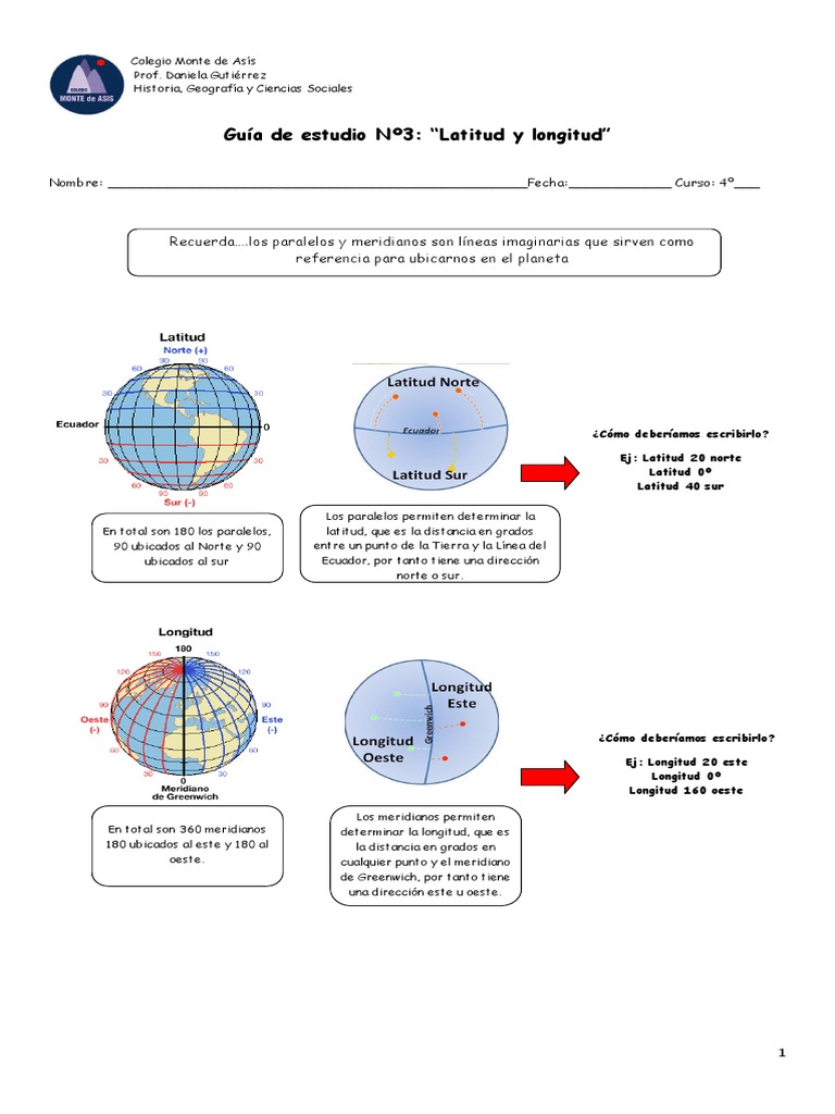 Guía Nº3 Latitud y Longitud 2 PDF Longitud Latitud