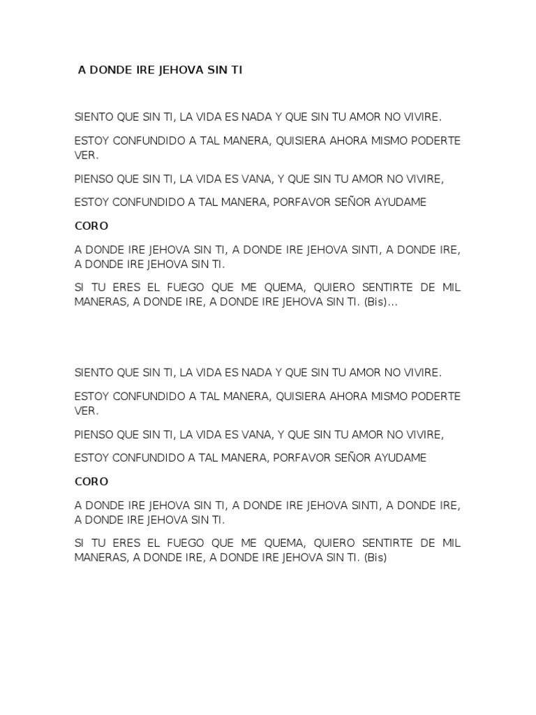 A Donde Ire Jehova Sin Ti Pdf