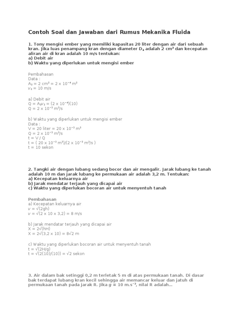Soal dan Jawaban Mekanika Fluida | PDF