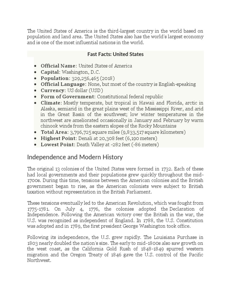The United States of America | PDF | Western United States ...