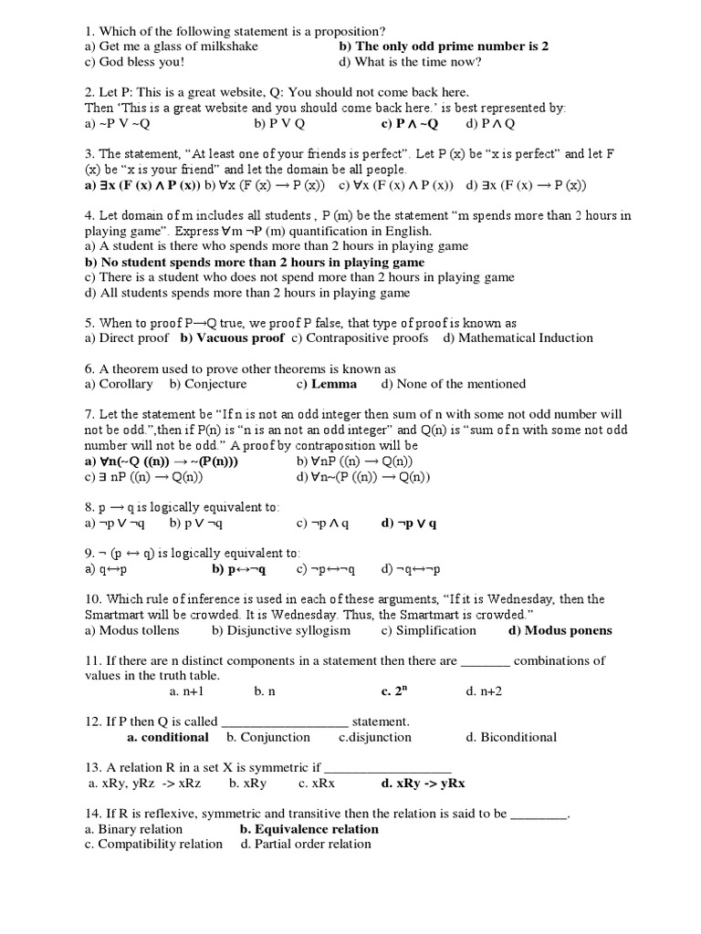 Dm Important Questions 1 Pdf Mathematical Proof Mathematical Logic
