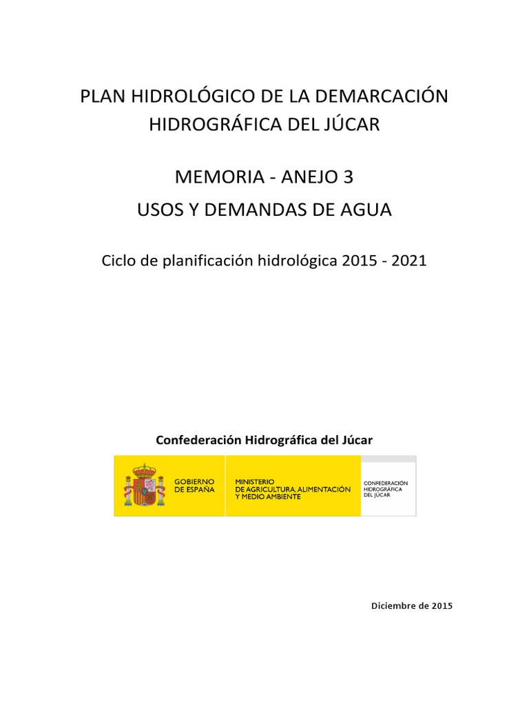 Usos y Demandas de Agua en el Júcar | PDF | Consumo (economía) | Agua