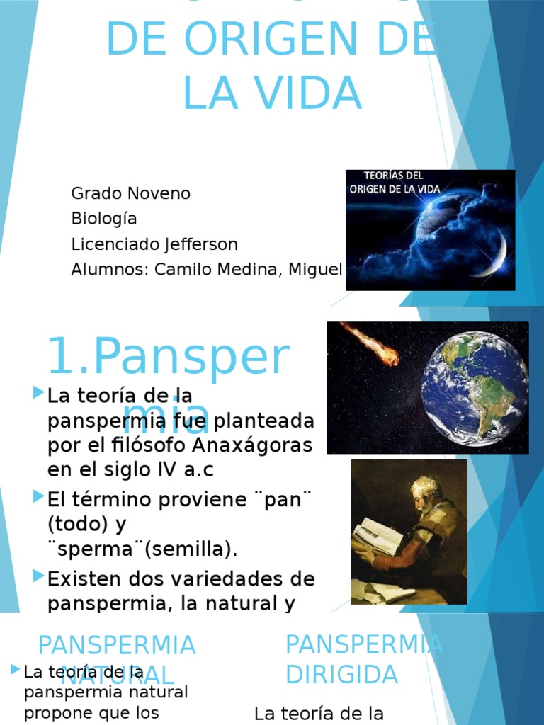 Teorías del Origen de la Vida | PDF | Abiogénesis | Vida