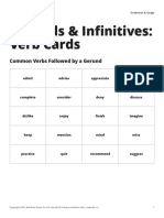 Gerunds & Infinitives: Verb Cards: Common Verbs Followed by A Gerund