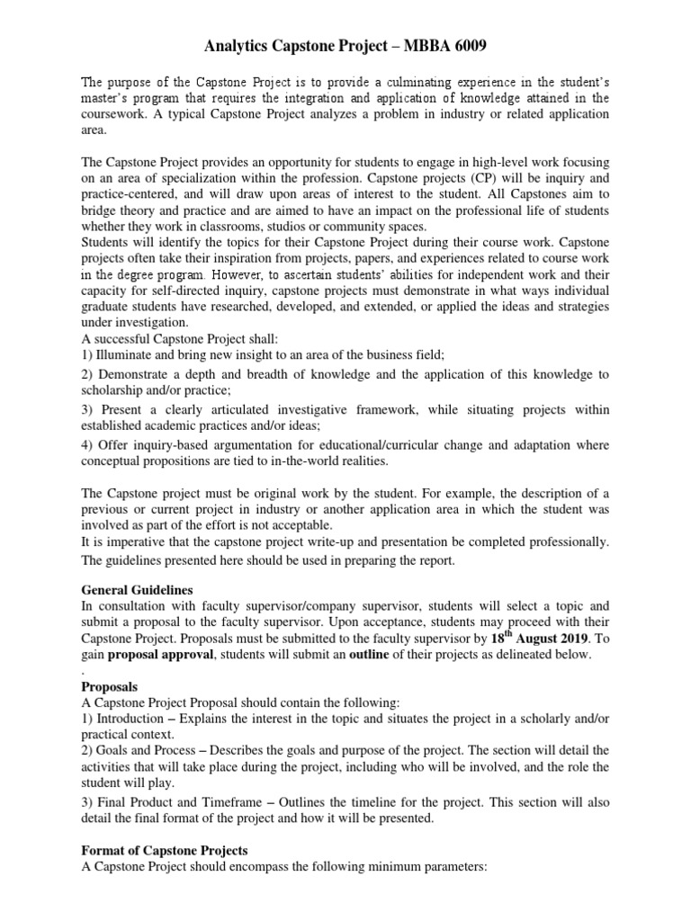 MBBA Analytics Capstone Project Guide | PDF | Inquiry | Inquiry Based ...