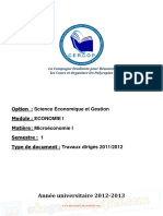 Année Universitaire 2012-2013: Science Economique Et Gestion Economie I Microéconomie I 1 Travaux Dirigés 2011/2012