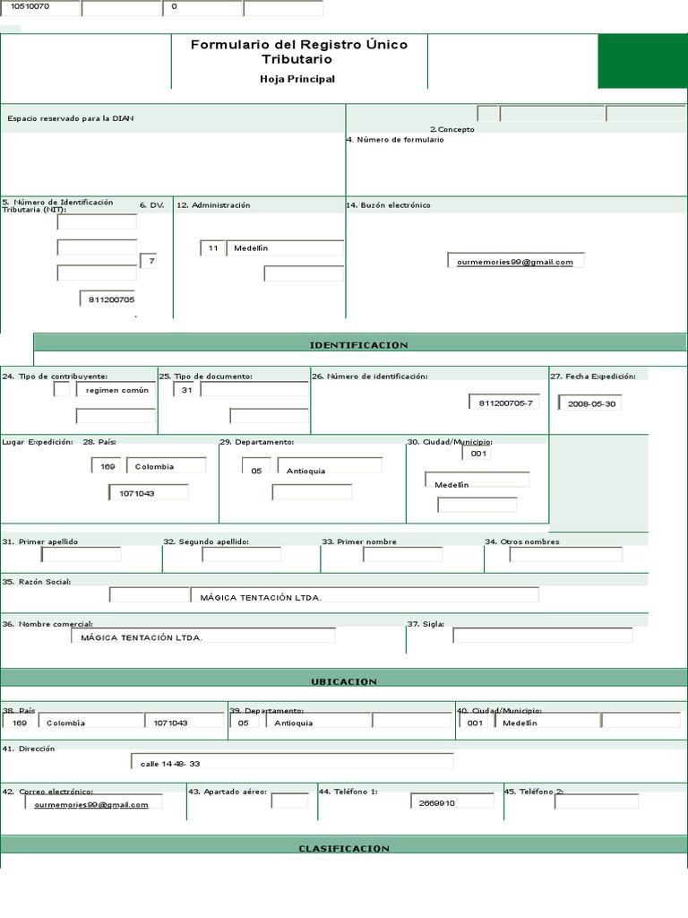 Registro Único Tributario DIAN | PDF