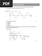 14 Worksheet (AS) Waves: 1 The Diagram Shows A Graph of The Displacement of A Wave