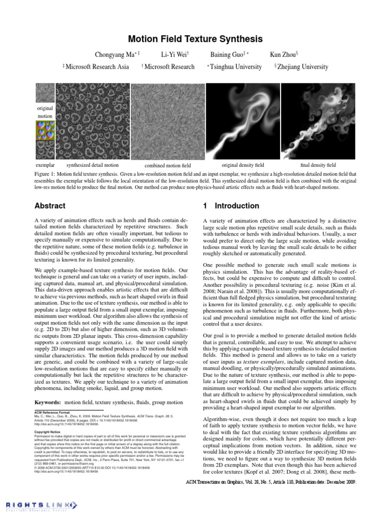 Motion Field Texture Synthesis | PDF | Texture Mapping | 3 D Computer ...