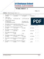 Work Sheet - 2: Subject: CHEMISTRY Class: C4 Syllabus - Mole Concept: Goal - 2, 3