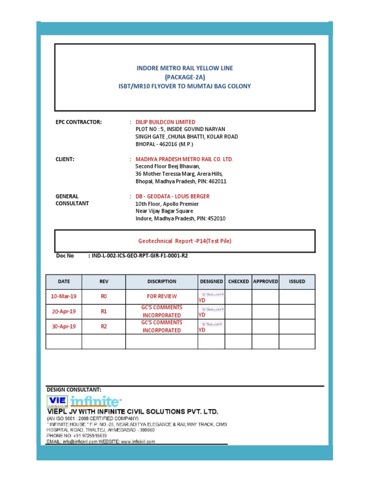 Geotechnical Report for Pile P-14 | PDF | Borehole | Deep Foundation