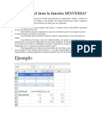 Función MINVERSA matriz inversa