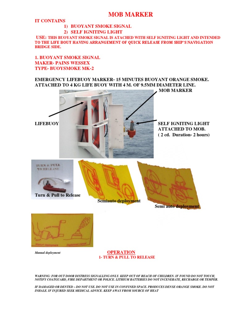Mob Marker It Contains 1) Buoyant Smoke Signal 2) Self Igniting Light