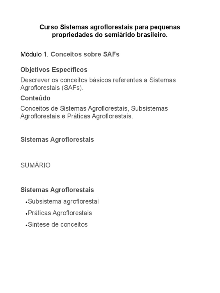 Conceitos de Sistemas Agroflorestais | PDF | Árvores | Sistema
