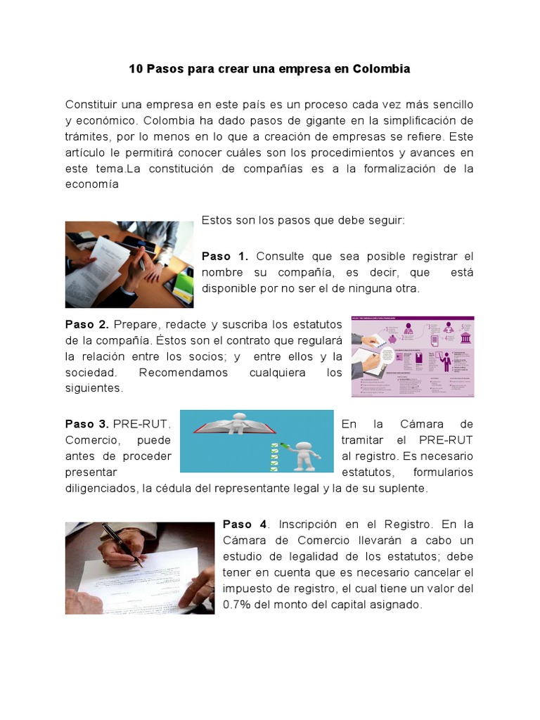10 Pasos para Crear Una Empresa en Colombia | PDF | Comercio | Colombia