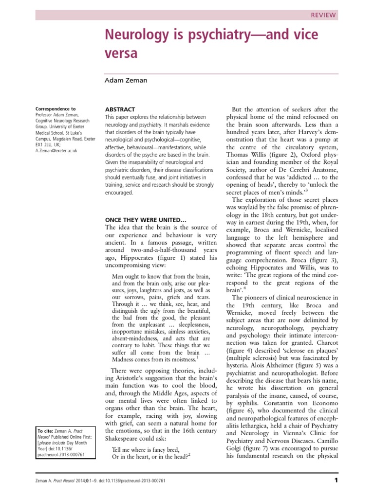 Neurology and Psychiatry: An Interconnected Study | PDF | Neurology ...