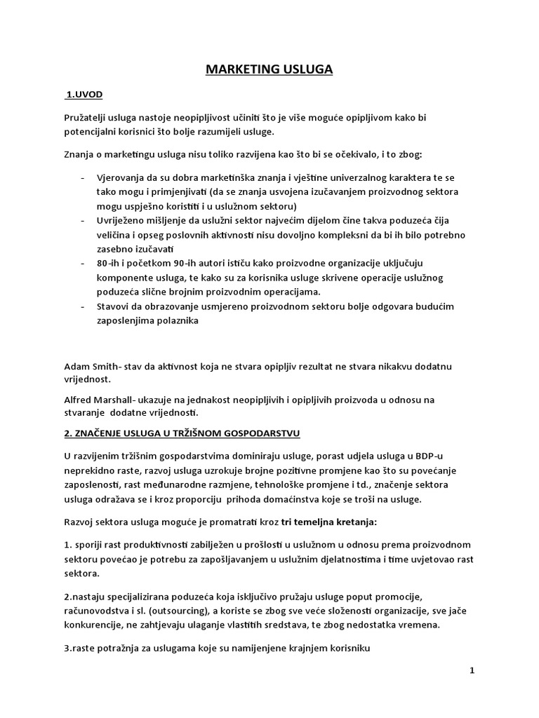 Marketing Usluga | PDF