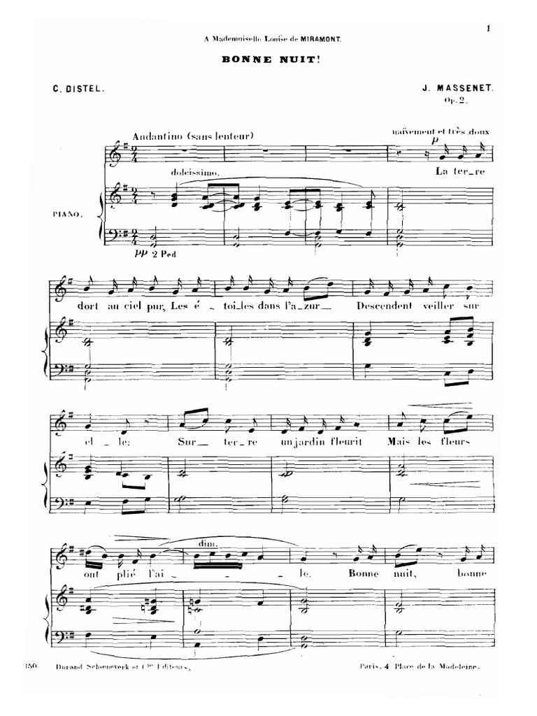 Bonne Nuit - Jules Massenet | PDF