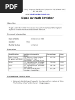 Download Standard Resume Format by Dipak Avinash Baviskar SN45690987 doc pdf