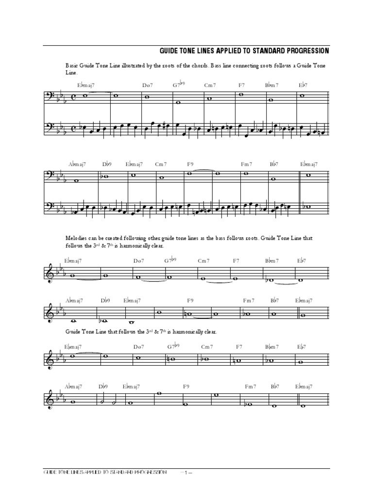 B B B B: Guide Tone Lines Applied To Standard Progression | PDF ...