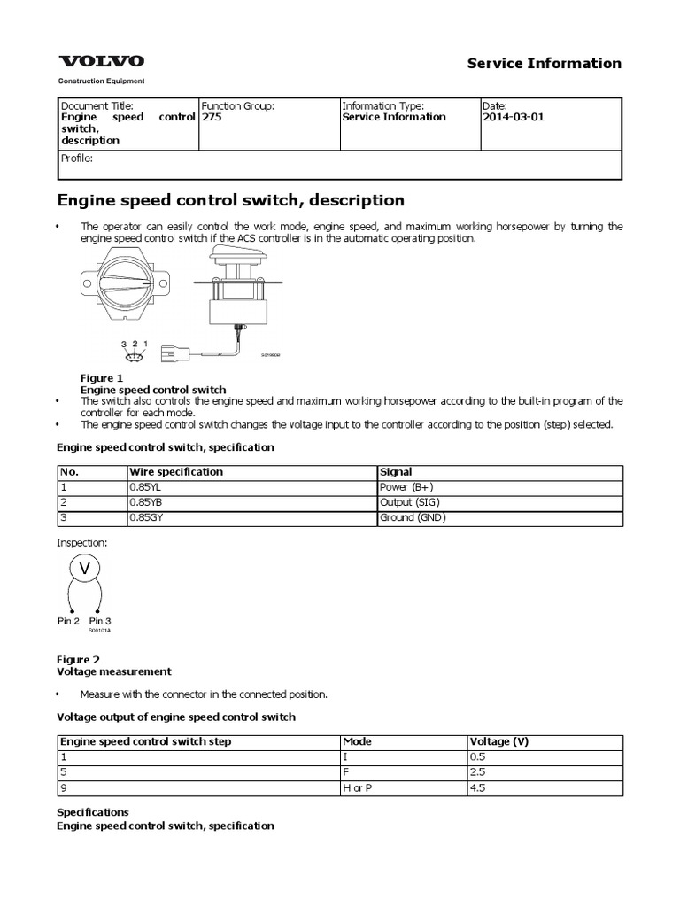 Engine Speed Control Switch Overview | PDF