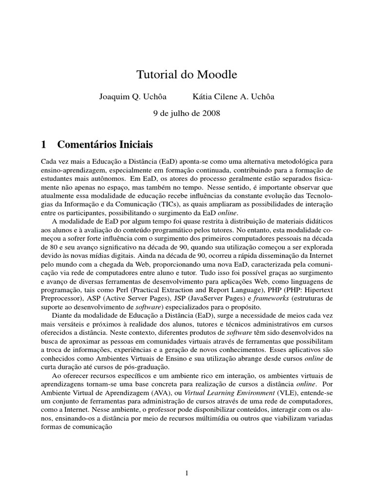 Tutorial Moodle USP PDF | PDF