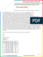 SBI PO Prelims Memory Based Question Paper 2018: Reasoning Ability