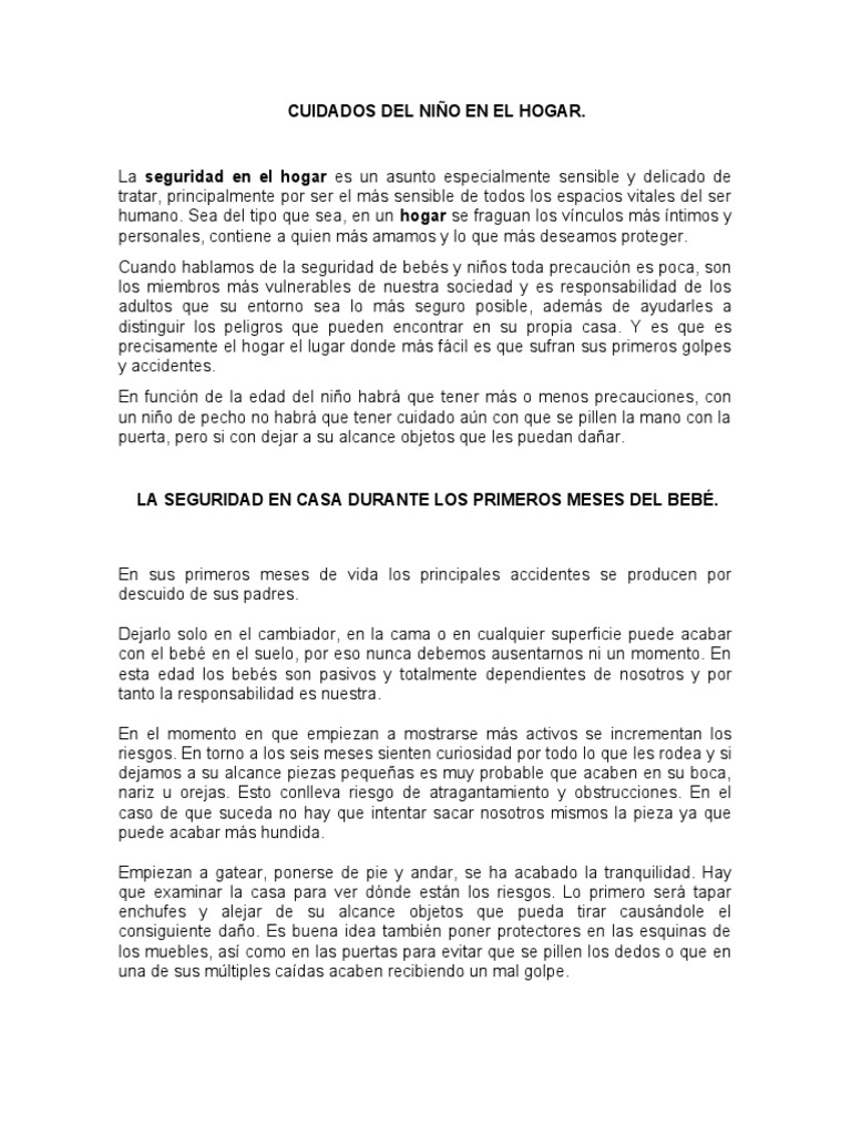 Seguridad infantil en el hogar | PDF | Salud y bienestar | Medicina