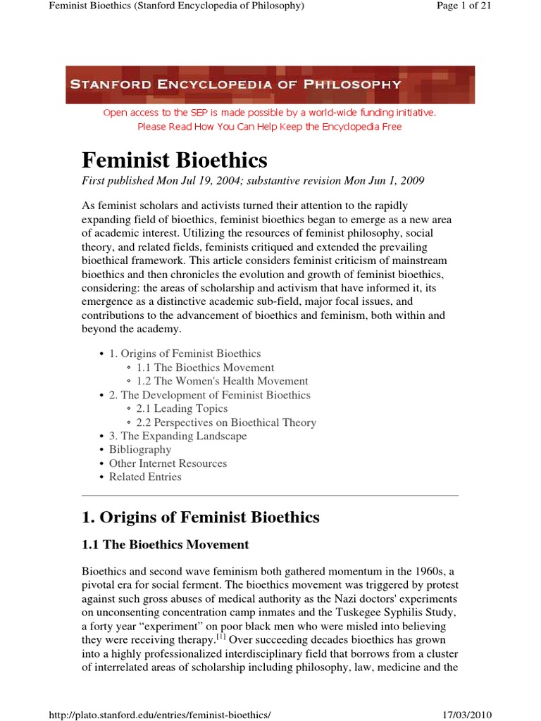 feminist bioethics essay