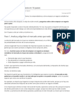 Cómo Empezar Un Negocio en 10 Pasos - Recursos para Pymes PDF