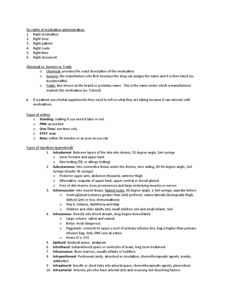 Six rights medication administration | PDF | Intravenous Therapy | Medicine