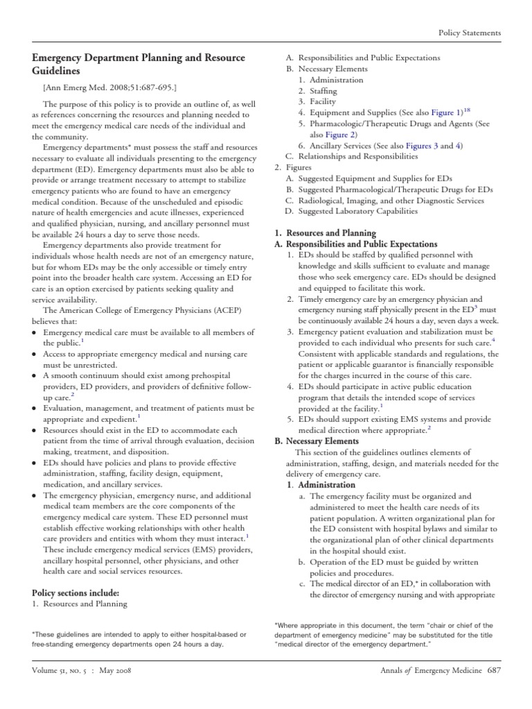 Emergency Department Planning and Resource Guidelines | PDF | Emergency ...