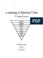 Creating A Species Unit: 7 Grade Science
