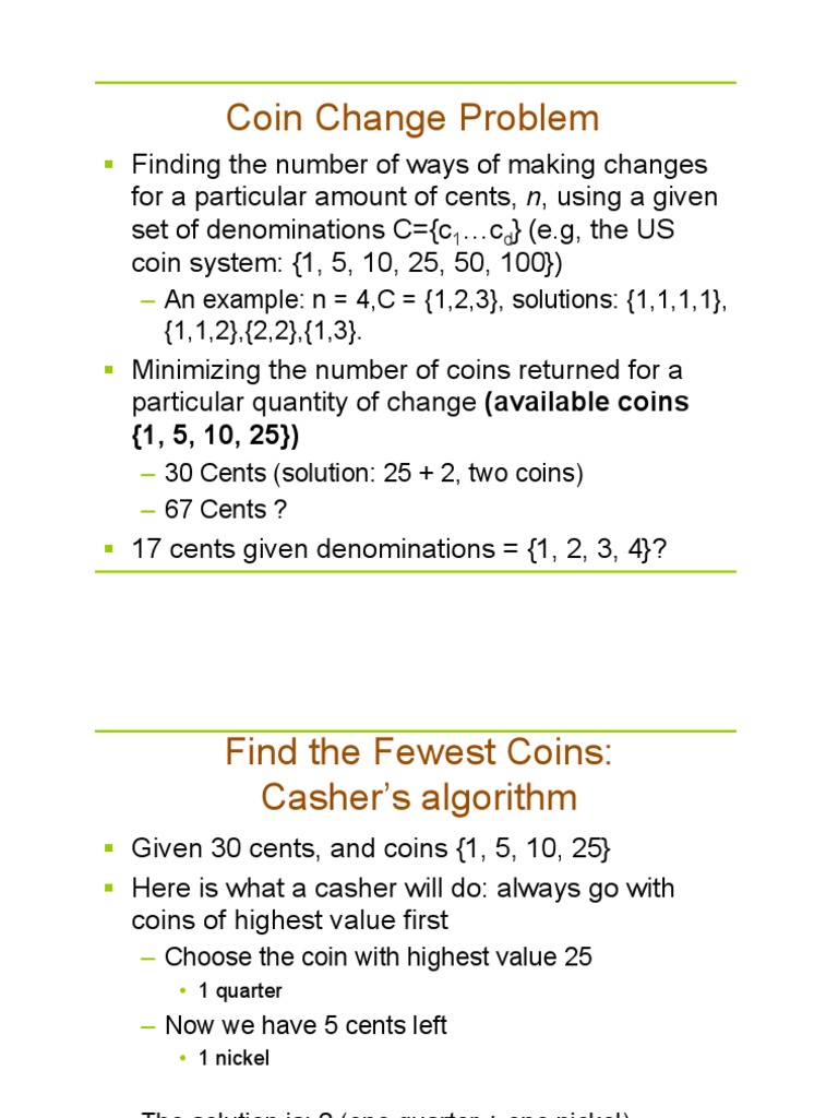 Coin Change Problem PDF Computer Science Areas Of Computer Science