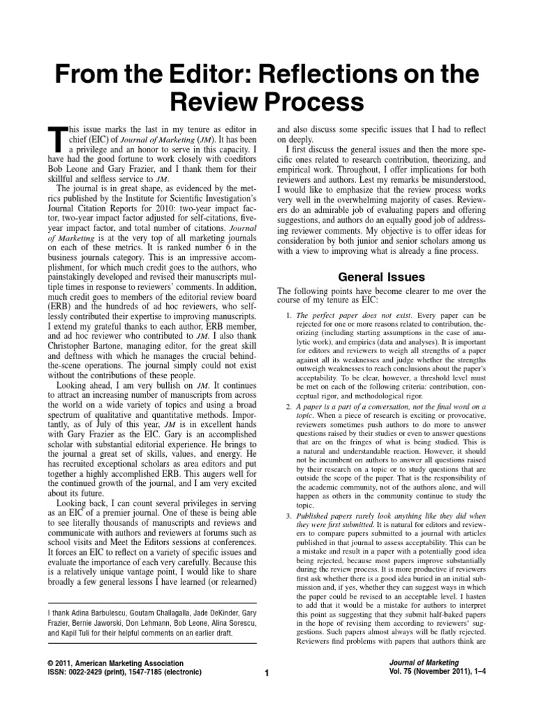 2011 - JM - Reflection On Review Process | PDF | Academic Journal ...