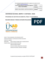 Universidad Nacional Abierta Y A Distancia - UNAD-: Programa de Gestión Documental Física Y Electrónica