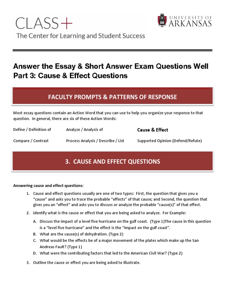 Cause and Effect Essay Strategies | PDF | Perception | Constructivism ...