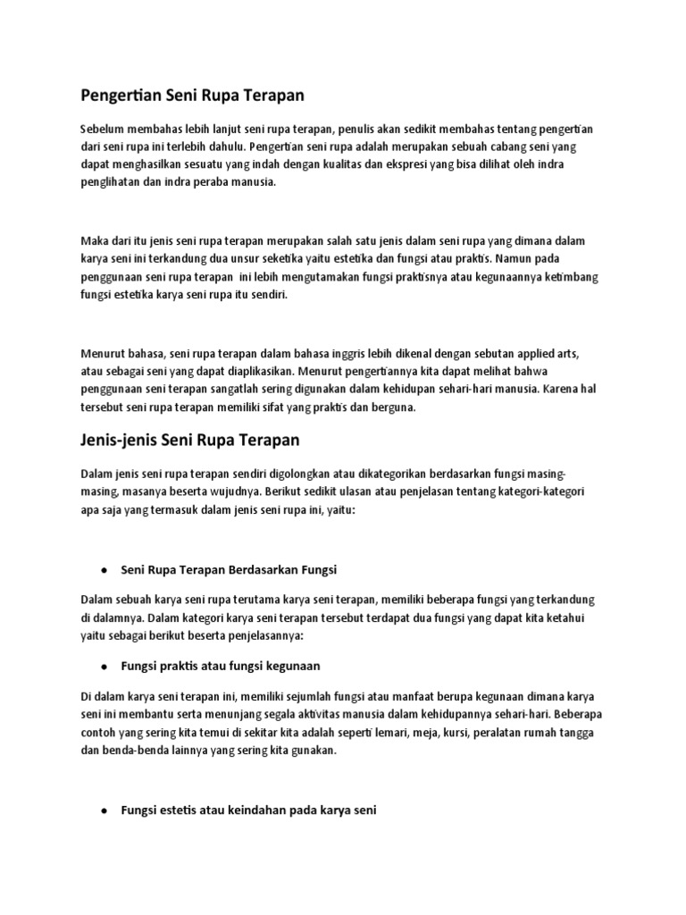 Seni Rupa Terapan Berdasarkan Fungsi