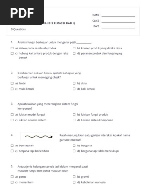 Rbt Kuiz 1 Analisis Fungsi Bab 1 Print Quizizz Pdf